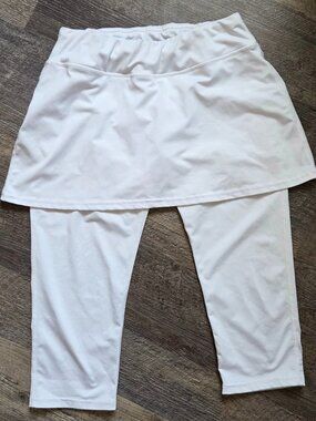 Ibeauti Yoga Skirted Capri Leggings Golf-Tennis Pants w/Skirt Sz Med